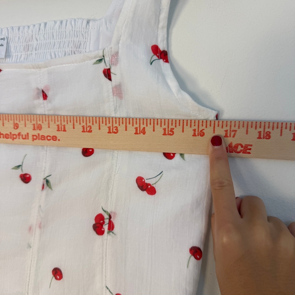 Abercrombie Kids Cherry Print Dress Kids 17/18 White‎ Cotton Pockets Cottagecore - Picture 6 of 10